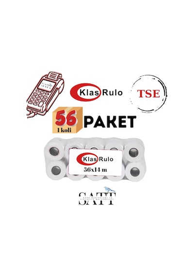 Klas Rulo Yazar Kasa&pos Rulosu 56mmx14metre 56 Paket 560 Adet