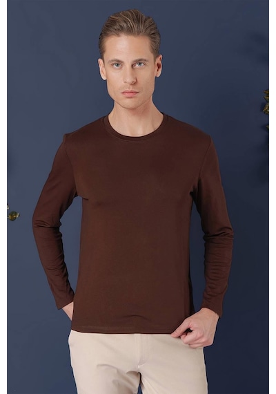 Efor Ts 870 Slim Fit Kahve Spor T-shirt Kahverengi
