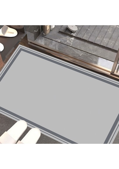 Dijital Kaymaz Yıkanabilir Banyo Mutfak Salon Paspas Halısı Trend Modern Al4007 Mavi