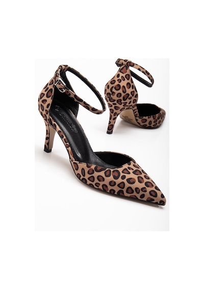 Dilimler Ayakkabı Büyük Numara Kadın Topuklu Ayakkabı Leopar Saten Karnı Yarık Model Baretli-3663 Leopar Dilimler Ayakkabı Büyük Numara Kadın Topuklu Ayakkabı Leopar Saten Karnı Yarık Model Baretli-3663 Leopar