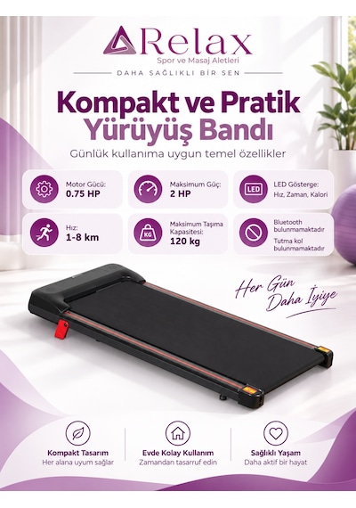 Kompakt Pratik Yürüme ve Koşu Bandı RL-880