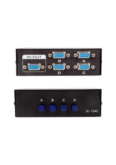 Pm-20014 4 Port Vga Switch Manuel Geçiş Kutusu Siyah