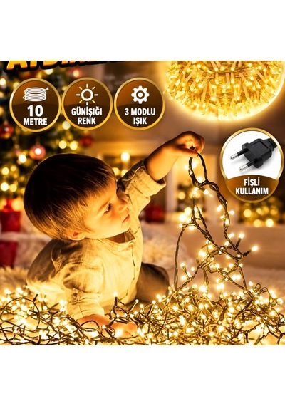 10 Metre Günışığı Led Şerit Aydınlatma Fişli Ve 3 Modlu Dekoratif Işık Diğer