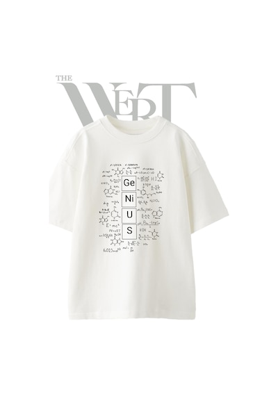 Thewert Genius Bilim Tasarım Baskılı Ünisex Beyaz Oversize T-shirt