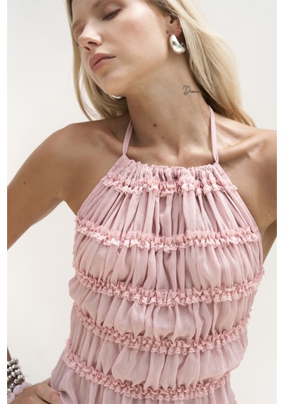 Mai Collection Mai Studios Co. Sofi Transparan Pembe Crop Etek Takım Pembe