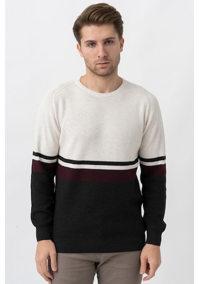 White Stone Medellín 10195 Slim Fit Bisiklet Yaka Triko Ekru Bordo Antrasit-ekru Bordo Antrasit Ekru - Bordo - Antrasit