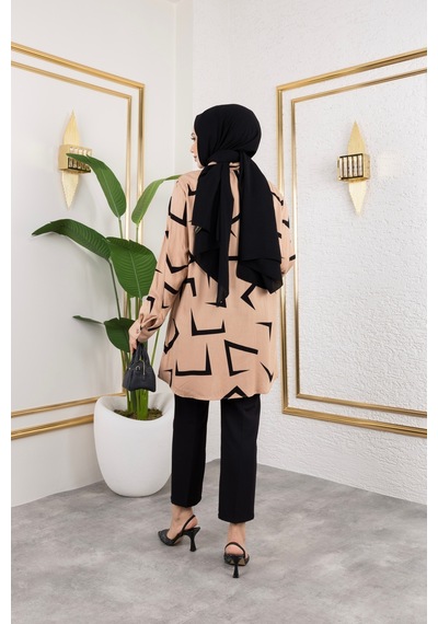 Hira Life Fashion Kadın Tesettür Giyim Ve Spor Giyime Uygun Düğme Detaylı Şık Desenli Dokuma Viskon Gömlek-tunik Vizon VİZON Hira Life Fashion Kadın Tesettür Giyim Ve Spor Giyime Uygun Düğme Detaylı Şık Desenli Dokuma Viskon Gömlek-tunik Vizon VİZON