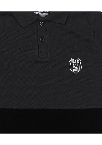 Beşiktaş Polo Yaka Çocuk T-shirt Siyah