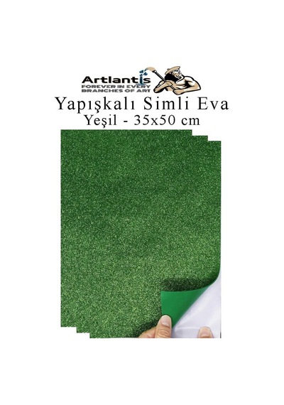Artlantis Yeşil Yapışkanlı Simli Eva 35x50 Cm 3 Adet