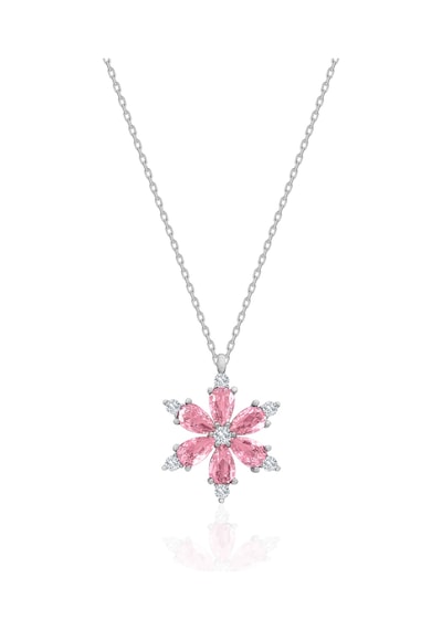 Silvera Telkari Pembe Kuvars Taşlı Lotus Çiçeği 925 Ayar Gümüş Kolye St032 Gümüş