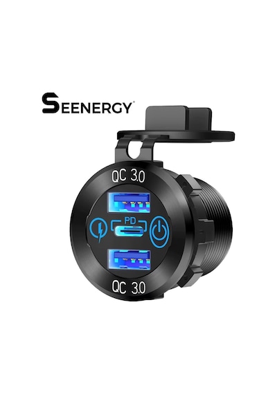 Se-2404 3port Usb Şarj Soketi Karavan Araç Tekne Şarj Cihazı