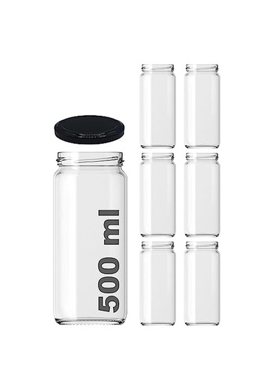 500 Ml Şeffaf Cam Kavanoz 500 Cc Konserve Metal Kapaklı Cam Kavanoz 6 Adet Şeffaf, 500 Cc Genel