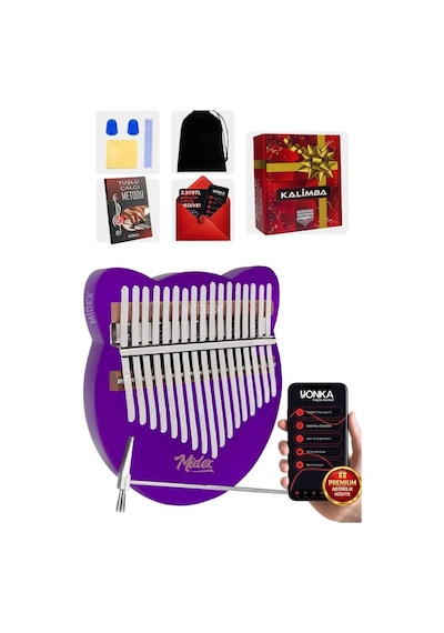 Midex KLX-660 Mor Renk Cam Kalimba 17 Tuşlu Full Set