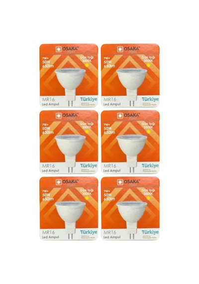 7w 50w Sarı Işık 3000k Mr16 Led Çanak Ampul, 6 Adet Diğer