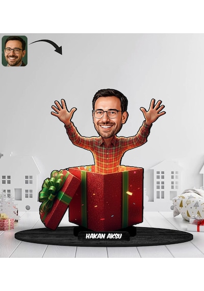 Bk Gift Kişiye Özel Erkek Yılbaşı Tasarımlı Karikatür Biblo -3, Yılbaşı Hediyesi, Yeni Yıl Hediyesi Kobitmeyencom35612 Bk Gift