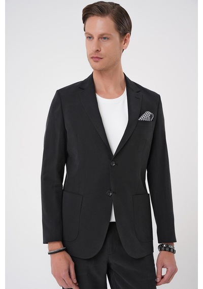 Efor Slim Fit Torba Cep Spandex Karışımlı Casual Siyah Ceket C 714 Siyah