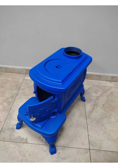 Flame Stove Fs-059m Nostalji Soba Mavi Renkli Komple Pik Döküm