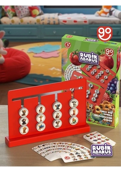 Rubik Abaküs Meyveler&hayvanlar Türkçe İngilizce Montessori Eğitici Oyuncak