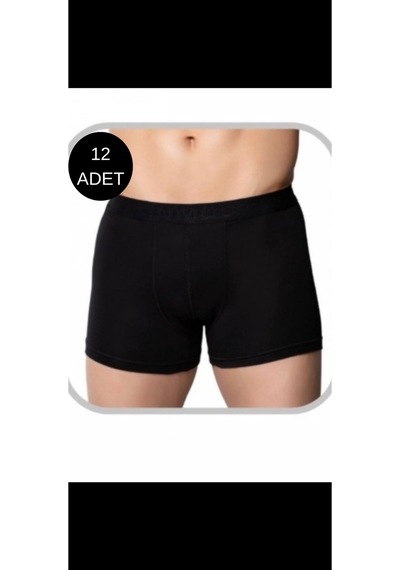 Gümüş Erkek Likralı Boxer 4018 12 Li Paket Siyah