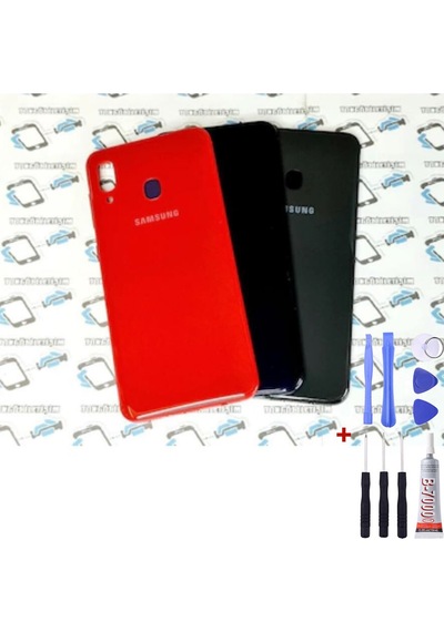 Samsung M20 Kırmızı Uyumlu Arka Cam Kapak Pil Kapağı Tamir Set B7000 Set Kırmızı