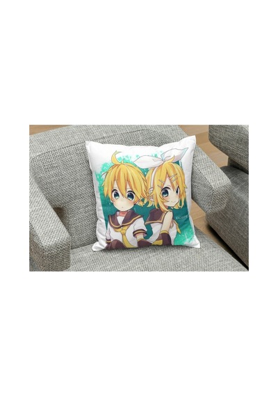 Owl Bag Kagamine Rin And Len Yeşil Fon Desenli Tasarım Kare B0ş Yastık Kılıfı Çok Renkli