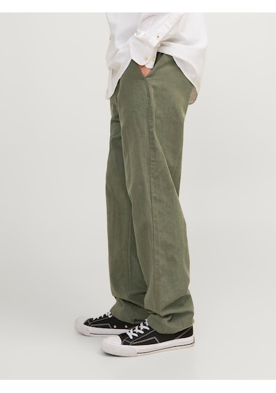 Jack & Jones Jack Jones Erkek Rahat Kesim Keten Pantolon 12248606 Beyaz