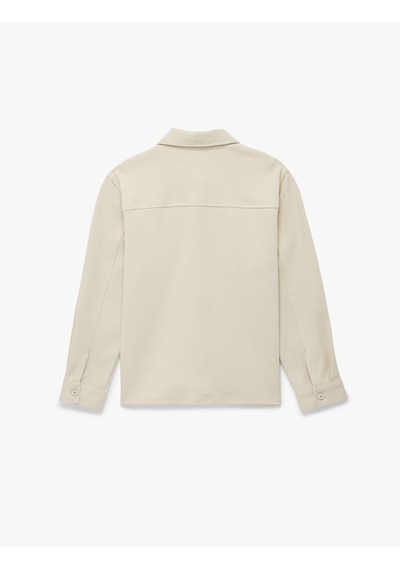 Koton Uzun Kollu Cepli Klasik Yaka Fermuarlı Gömlek Ceket Bej 6sam60025hk Ekru