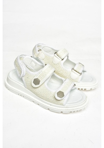 Fox Shoess267122004 Beyaz Kumaş Kadın Sandalet Beyaz