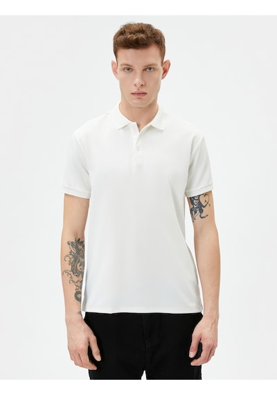 Koton Yakalı Tişört Slim Fit Düğmeli Kısa Kollu Beyaz 4sam10002mk Beyaz