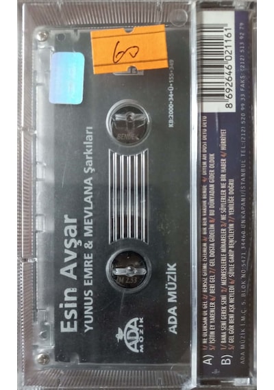 Plak Değildir Kaset Tir Esin Afşar Yunus Emre Ve & Mevlana Şark