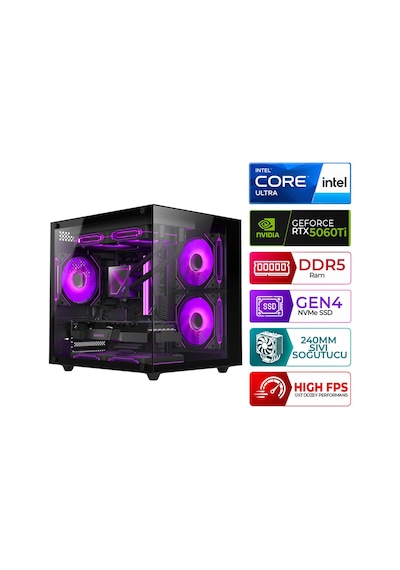 Xaser KRATOS X90 Ultra 5 225F 32 GB 1 TB M.2 NVMe SSD 8 GB RTX5060Ti Free Dos Masaüstü Oyuncu Bilgisayarı