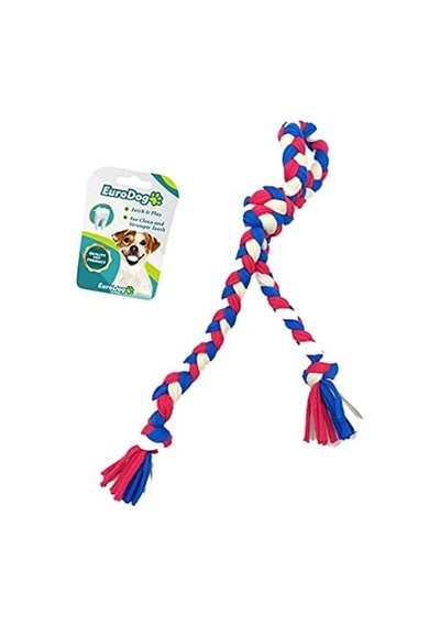 Düğümlü Diş İpi Beyaz Mavi Kırmızı 42 Cm