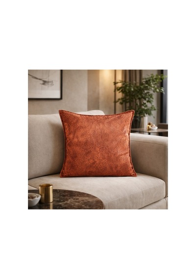 Kiremit Turuncu Dekoratif Kırlent Kılıfı 43x43 Modern Koltuk Yastık Kılıfı Şık Çok Renkli - 851733439 Çok Renkli