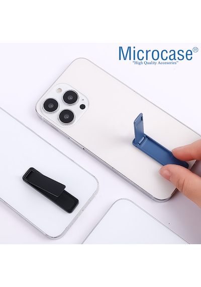 Microcase Telefonlar İçin Yapışkanlı Metal Katlanabilir Stand Parçası - Al5701 Koyu Siyah