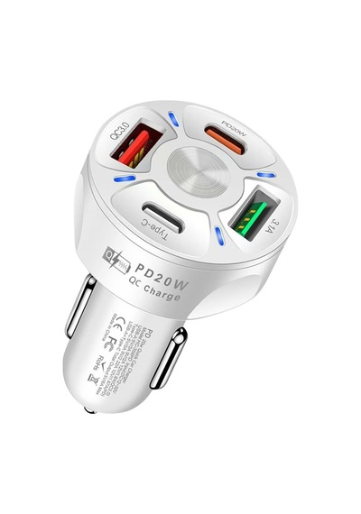 3x Usb-c & 1x Usb-a Fast Araç Şarj Cihazı 20w Pd + Qc Teknolojili 4 Port Hızlı Şarj Adaptörü