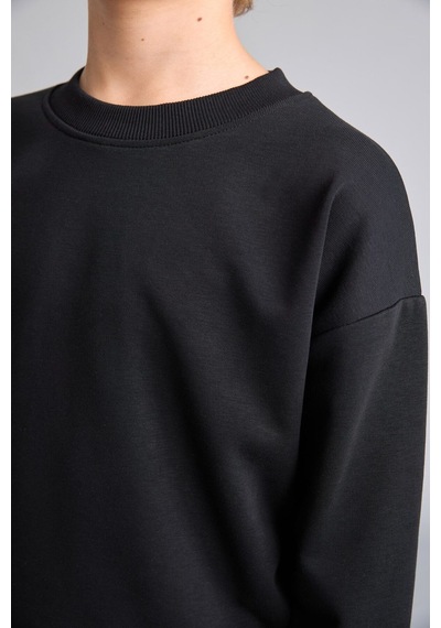 Defacto Oversıze Bisiklet Yaka Siyah Sweatshirt Erkek Çocuk H7135a826aubk81 Siyah-bk81