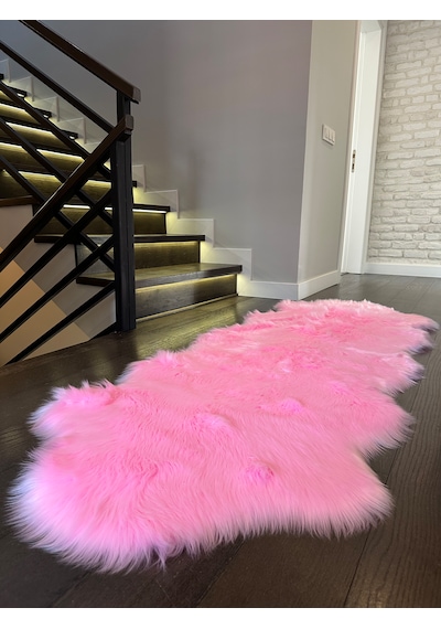 A Post Pembe Yumuşak Dokulu Peluş Halı Çift Kafa Post