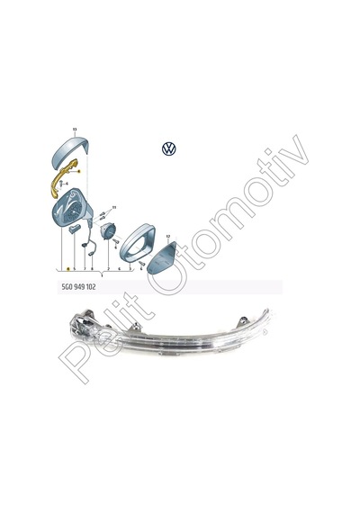 Golf 7 7,5 Ayna Sinyali Lambası Sağ 5g0949102 Oem