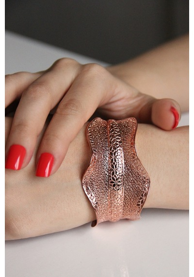 Gümüş Tasarım Rose Füzyon Kelepçe Bileklik - B073801
