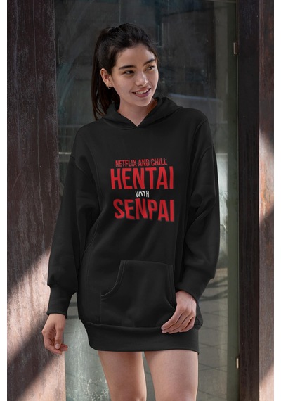Anime Hentai Senpai Kapşonlu Sweatshirt