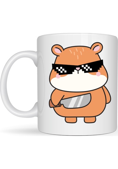 Cool Hamster Tasarımlı Porselen Kupa Model 81 Eğlenceli, Karizmatik Ve Enerji Dolu Kahve Kupası Diğer