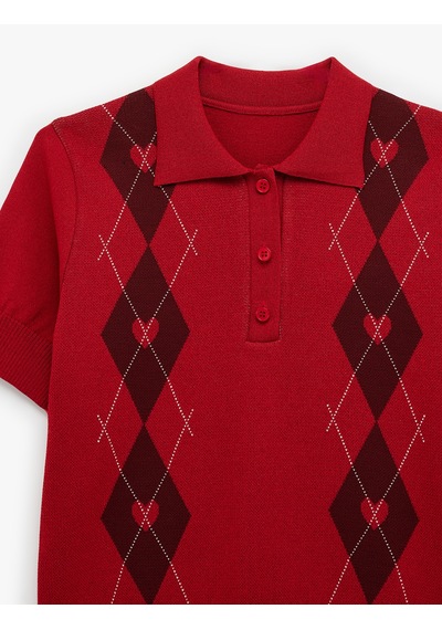 Koton Kısa Kollu Polo Yaka Baklava Desenli Triko Kazak Kırmızı Desenli 6sak90148ht Kırmızı Desenli Koton Kısa Kollu Polo Yaka Baklava Desenli Triko Kazak Kırmızı Desenli 6sak90148ht Kırmızı Desenli