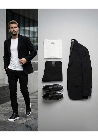 Bys Beystil Erkek Mono Yaka Siyah Blazer Ceket 310 - Slim Fit