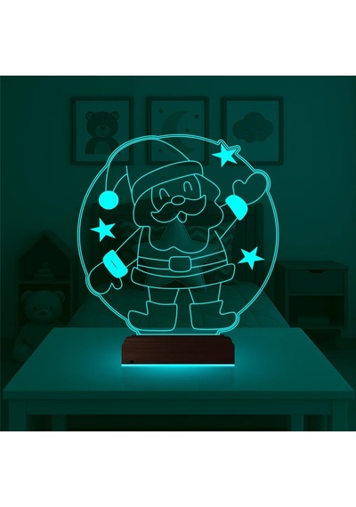 Luvivia Çocuk Odası Noel Baba Yılbaşı Hediyesi 3d Lamba - Masa Gece Lambası Şeffaf