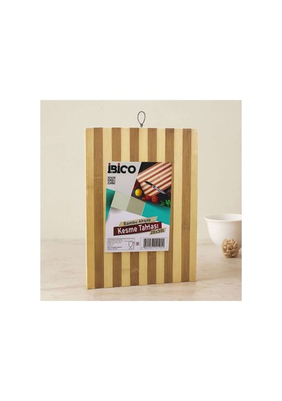 Bambu Kesme Tahtası 20x30x1.3 Cm - Beyaz Çizgili Metal Kulplu Diğer - 922123607 Diğer