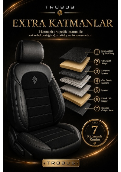 Fiat Albea 2002-2012 Uyumlu Lion Serisi Tay Tüyü Siyah Premium Koltuk Kılıfı