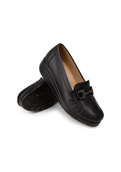 Deery Kadın Hakiki Deri Siyah Dolgu Topuk Loafer - N1742zsyhc01