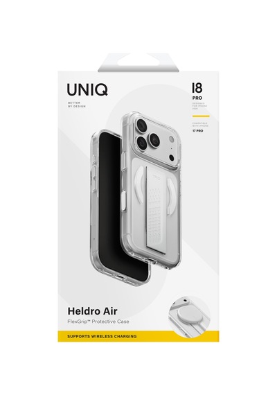 Apple iPhone Uyumlu 18 Pro Kılıf Flexgrip Tutma Bandı Dayanıklı Sararmayan Kapak Şık Görünüm Patentli Tasarım Şeffaf