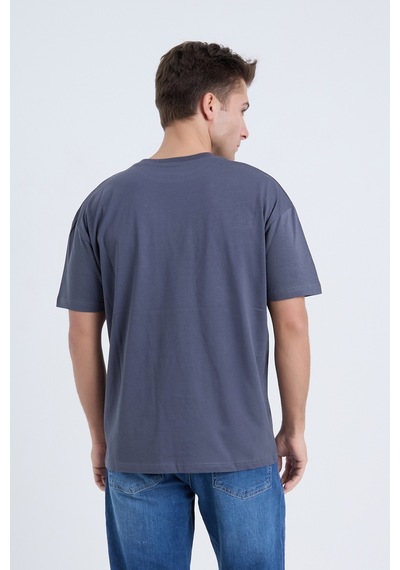 Velvoria Unisex Oversize A True Love Baskılı Antrasit Renk T-shirt