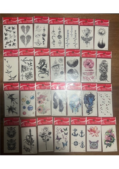 Airbrush Tattoo Minimal Yapıştırma Geçici Dövme Seti 30'lu Seri3